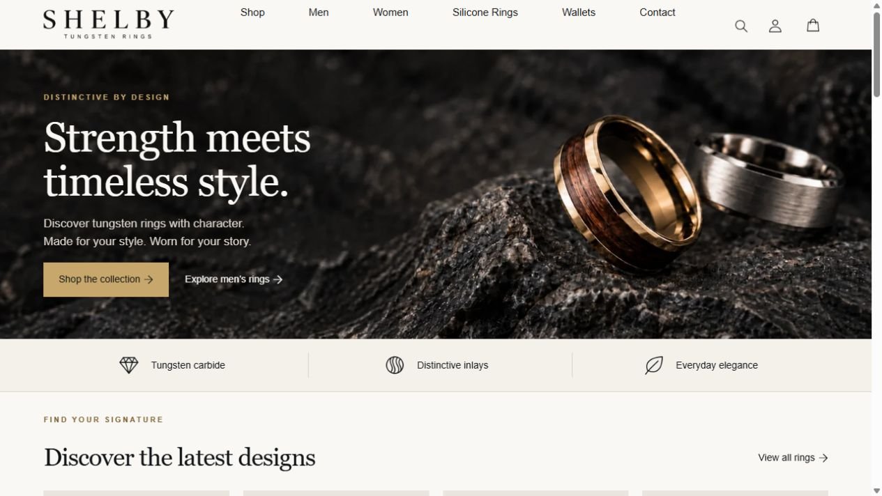 Shelby — Tungsten Rings website preview