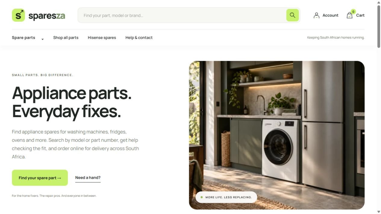 SparesZA website preview